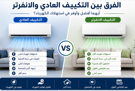 الفرق بين التكييف العادي والانفرتر: أيهما أفضل وأوفر في استهلاك الكهرباء؟